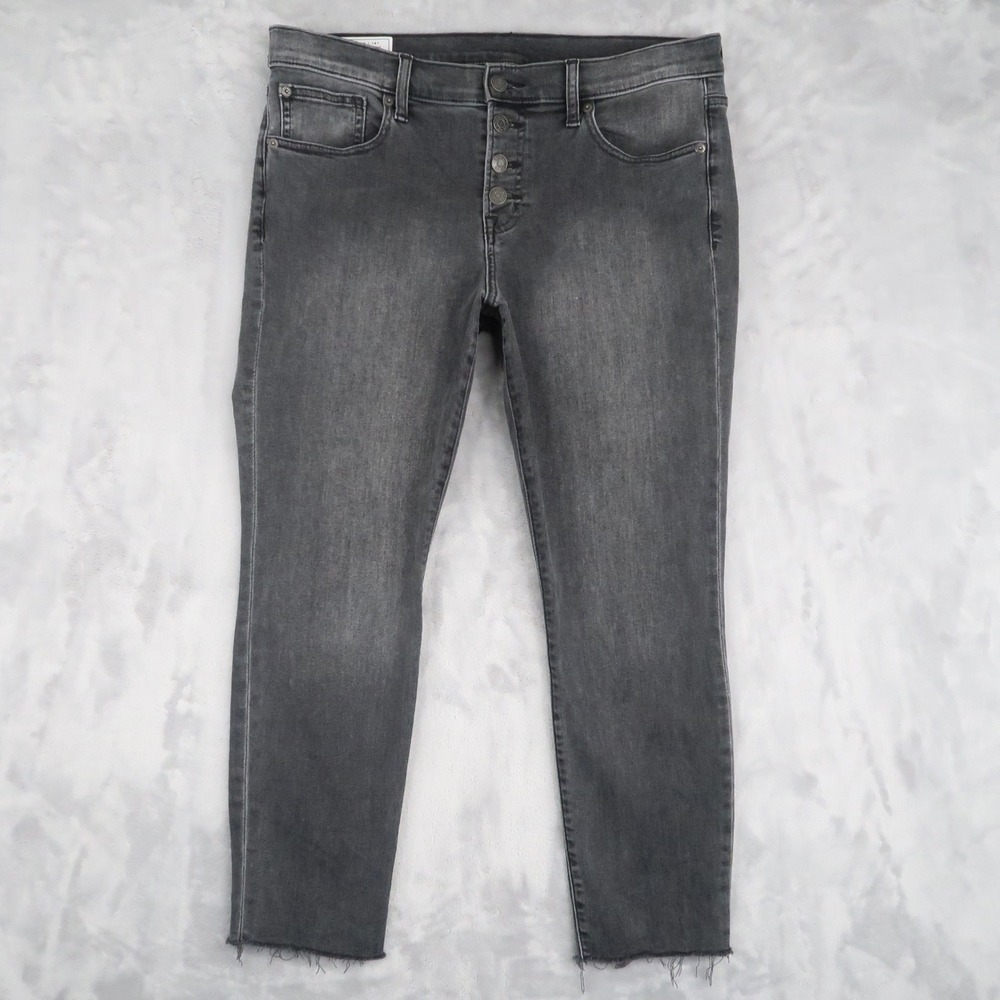 Gap Jeans Womens 32/14S Fit 32x25 Grey True Skinny Mid Rise Short Frayed Hem
